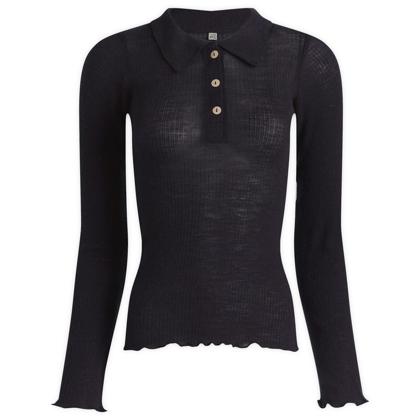 Polo majica Baserange Long Sleeve Wool Polo Top, Size X-Small Tamnoplava | TTDLS-WR-WI25