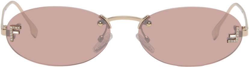 Sunčane naočale FENDI 'Fendi First' Crystal Oval Rimless Sunglasses Ružičasta | FE4075USW5428Z 192337234699