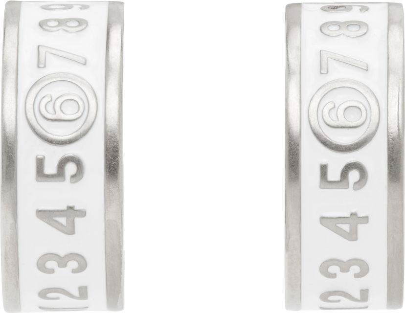 Naušnice Maison Margiela MM6 Maison Margiela White Enamel Number Logo Earrings Bijela | SM6VG0084 P7211