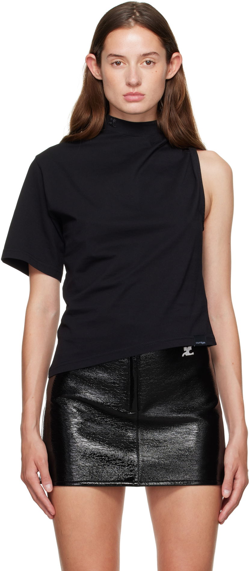 Majica kratkih rukava Courrèges Courrèges Twist Asymmetrical T-Shirt Crna | 325JTS209JS0233