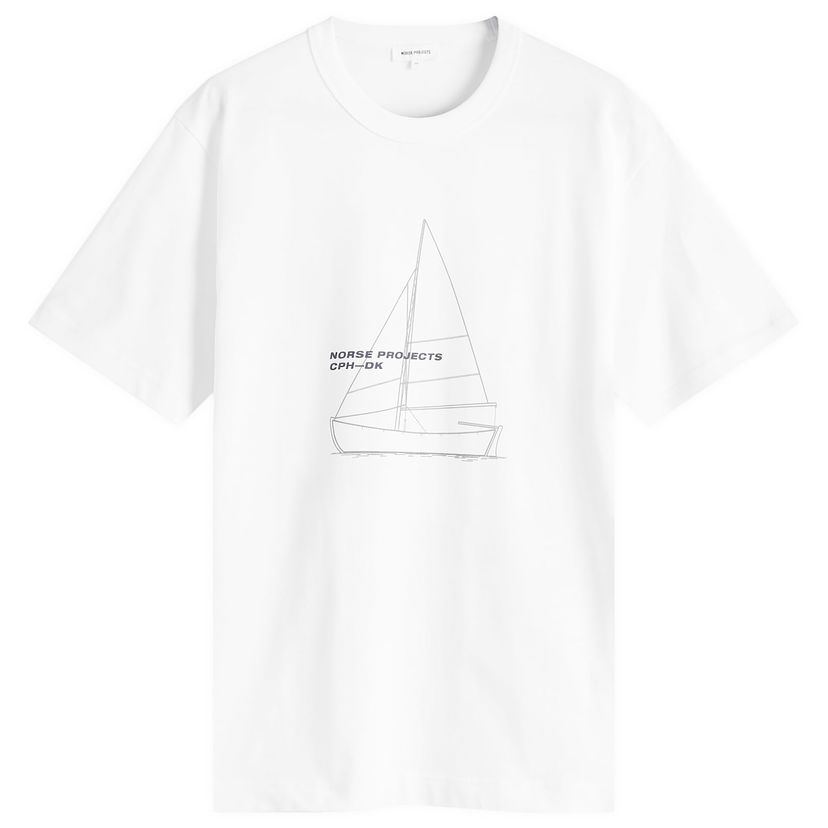 Majica kratkih rukava NORSE PROJECTS Holger Boat Print T-Shirt, Size Medium Bijela | N01-0677-0001