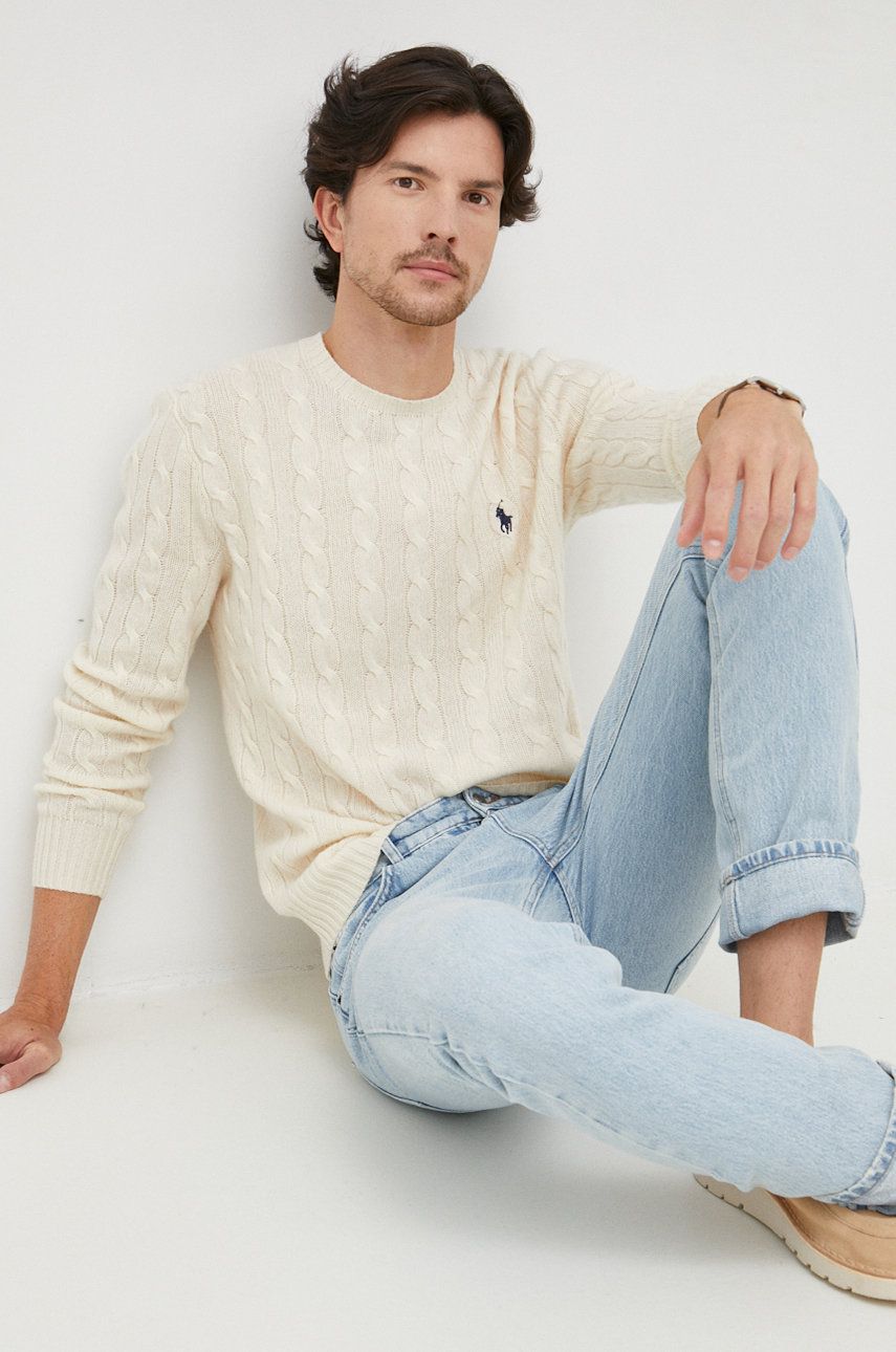 Džemper Polo by Ralph Lauren Logo Embroidered Cable Knit Jumper Bež | 710876762010, 0
