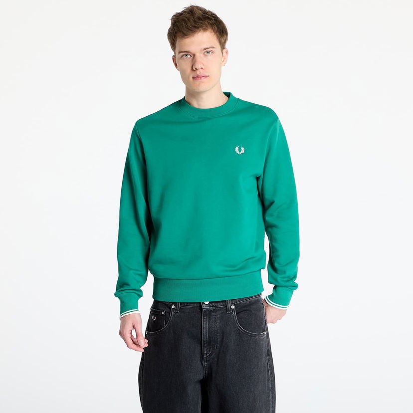 Džemper Fred Perry Fred Perry Crew Neck Sweatshirt Zelena | M7535 X87