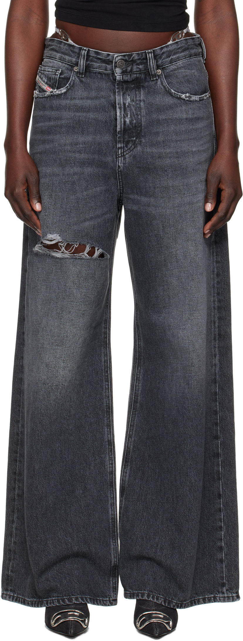 Jeans Diesel Relaxed Fit Distressed Jeans Crna | A06925 007X4