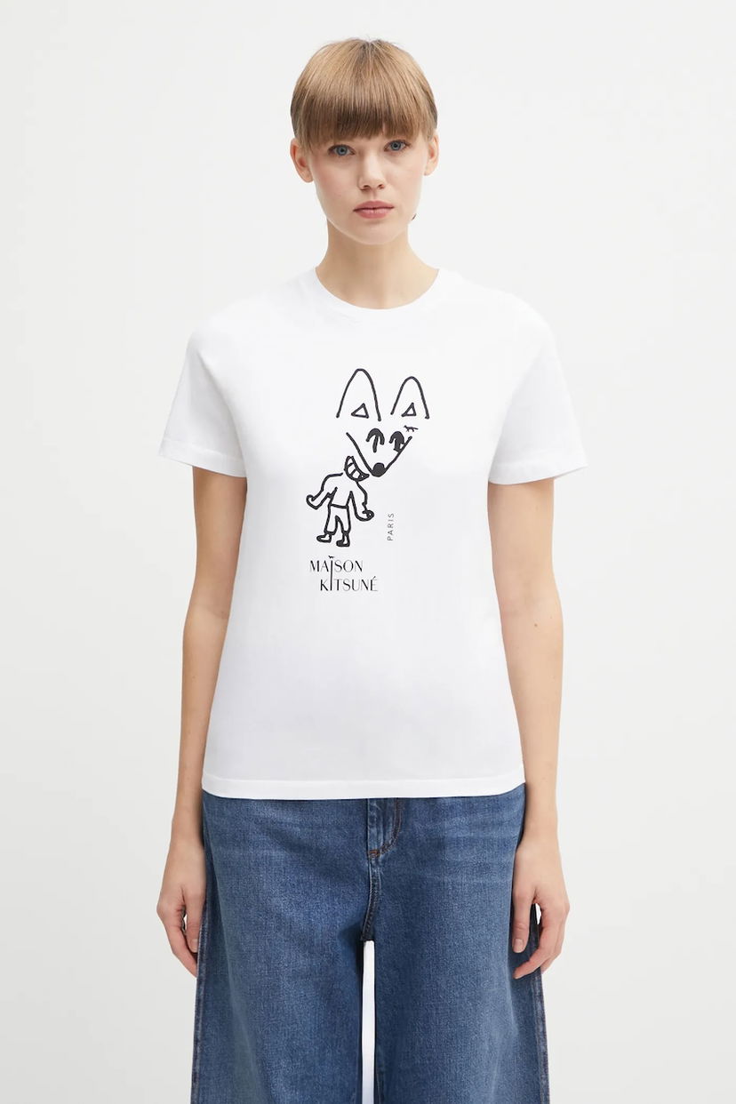 Majica kratkih rukava MAISON KITSUNÉ Party Fox Regular T-Shirt Bijela | PW00120KJ7026