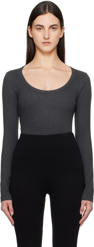 Body TOTEME TOTEME Classic Rib Long Sleeve T-Shirt Siva | 251-WRT1060-FB0246, 0