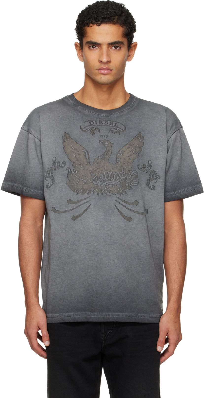Majica kratkih rukava Diesel Faded Crewneck T-shirt with Eagle Print Siva | A19373-0DLBW-93R