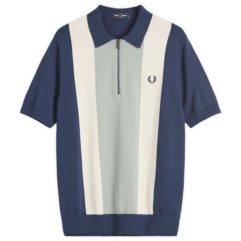 Polo majica Fred Perry Fred Perry Men's Zip Neck Knit Shirt Plava | K9728-Y90