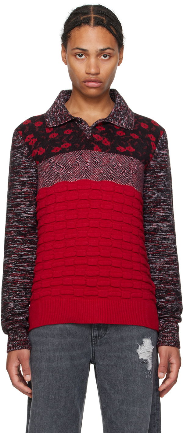 Polo majica JW Anderson Multi-Texture Polo Crvena | KW1231-YN0357
