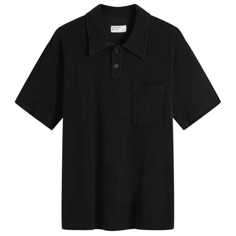 Polo majica Universal Works Universal Works Newlyn Light Weight Terry Polo, Size Large Crna | 32727-BLK