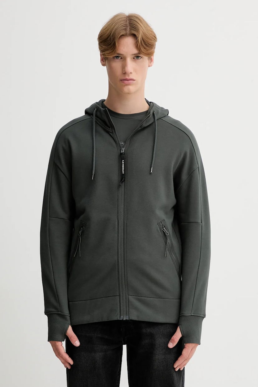 Dukserice C.P. Company C.P. Company Smooth Hooded Zip-Up Sweatshirt Zelena | 19CMSS715A005086W