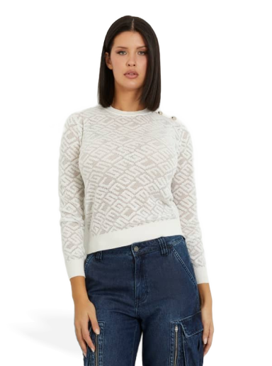 Džemper GUESS All Over Logo Sweater Siva | W4RR28Z3C90