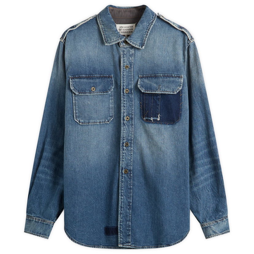 Jakna Maison Margiela Maison Margiela Distressed Patchwork Denim Shirt Jacket Plava | S50DT0064-M30034-961