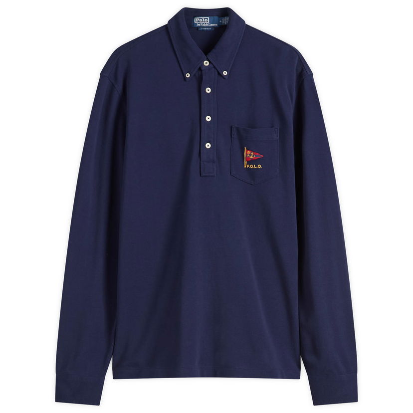 Polo majica Polo by Ralph Lauren Classic Fit Long Sleeve Polo Shirt, Size Large Tamnoplava | 710964548002