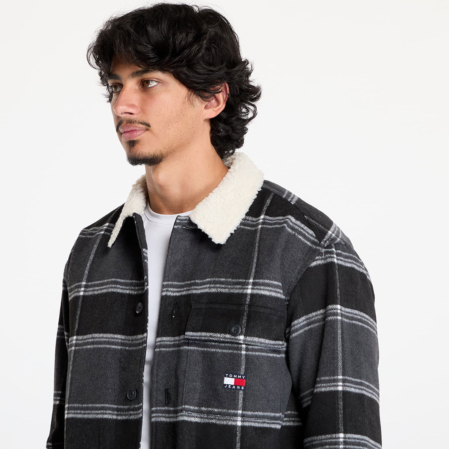 Jakna Tommy Hilfiger Check Sherpa Overshirt Black Check Crna | DM0DM19652 BDS, 1