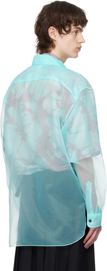 Košulja Dries Van Noten Dries Van Noten Organza Floral-Print Shirt Tirkiz | 251-020732-1501, 2