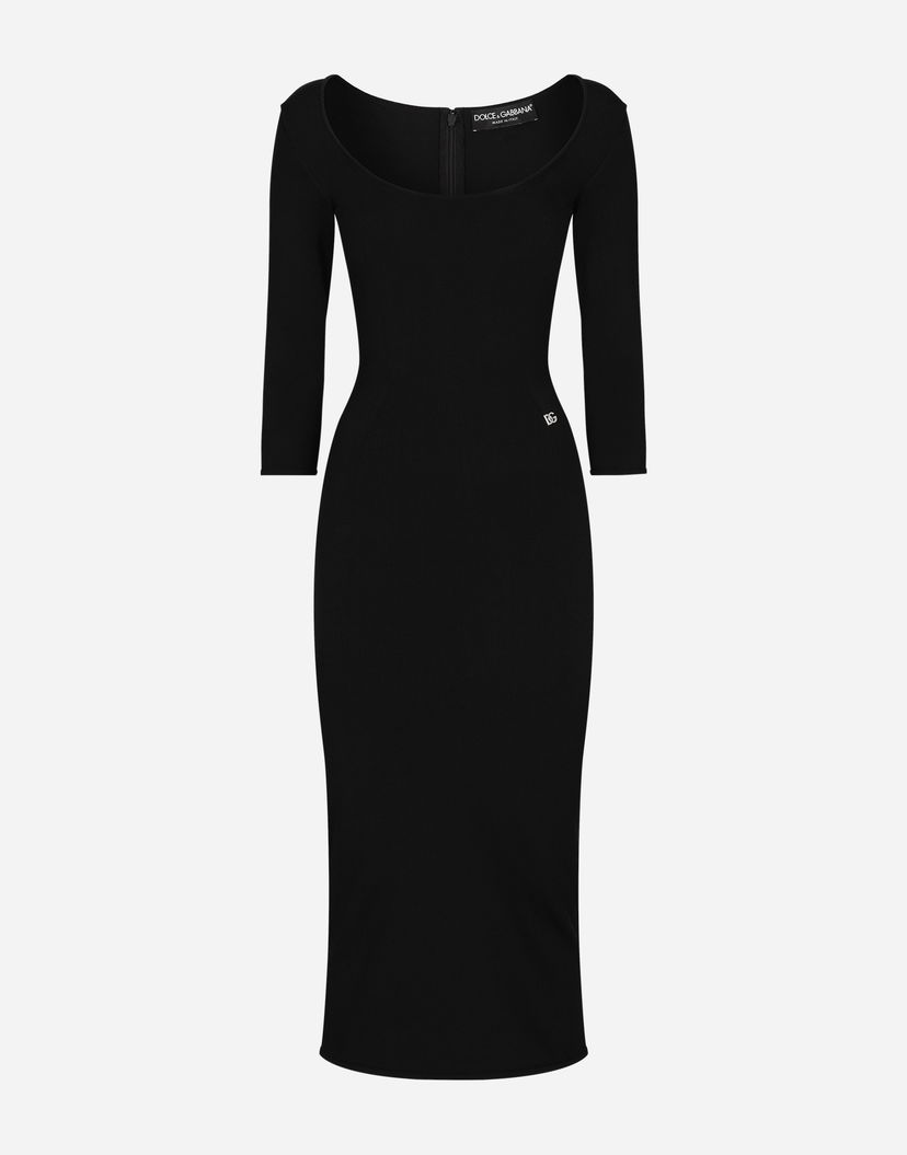 Haljina Dolce & Gabbana Dolce & Gabbana Viscose Knit Calf-Length Dress Crna | FXS20TJFMEVN0000