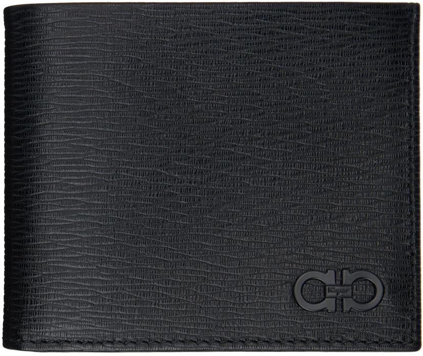 Novčanik FERRAGAMO Bifold Textured Leather Wallet Crna | 733308