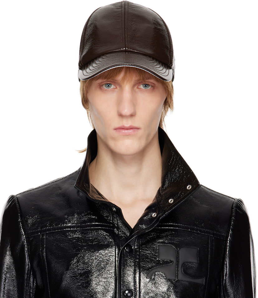 Kapa Courrèges Faux-Leather Logo Cap Smeđa | PERACT002VY0003