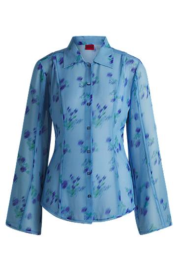Košulja BOSS Slim Fit Floral Print Blouse Plava | 50531573