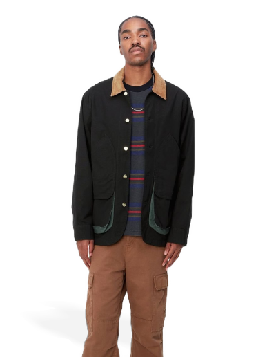Jakna Carhartt WIP Heston Jacket "Black / Discovery Green heavy stone wash" Crna | I032148_1OC_60