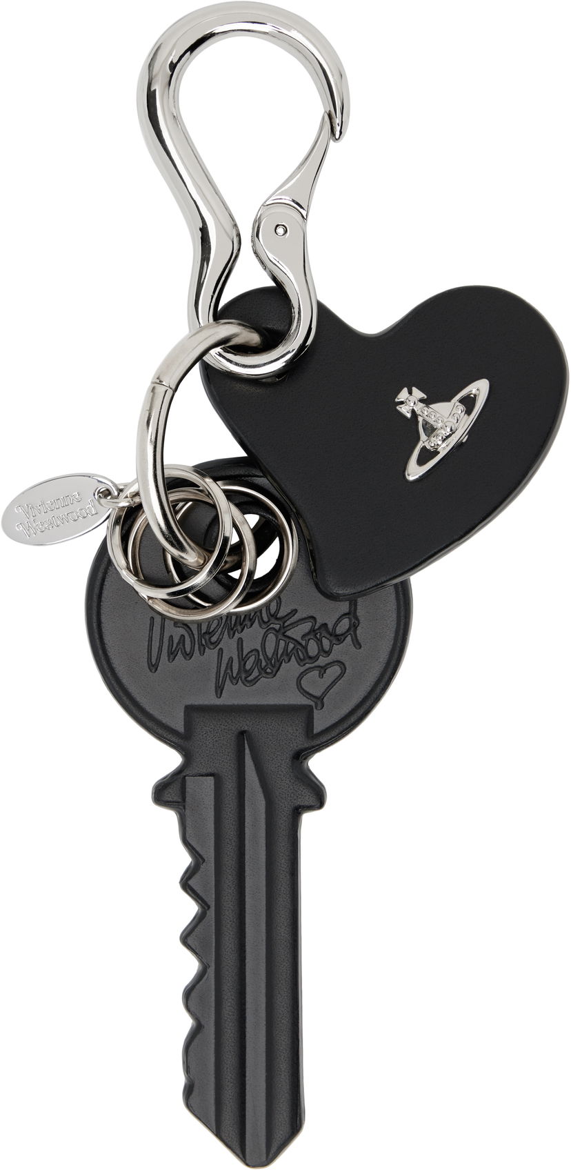Privjesci za ključeve Vivienne Westwood Vivienne Westwood Leather Key and Heart Keychain Crna | 8203012HU-L00AT-