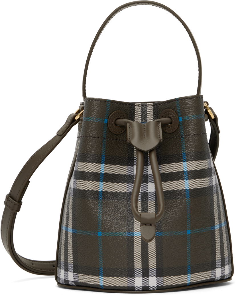 Ručna torbica Burberry Burberry Mini Check Bucket Bag Zelena | 8108303