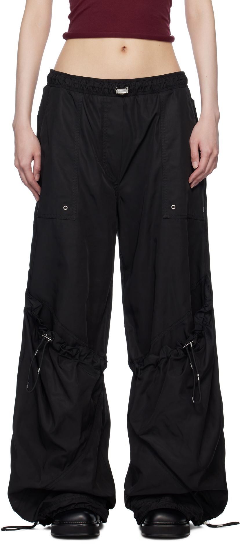 Cargo hlače The Attico Attico Parachute Cargo Drawstring Trousers Crna | 250WCP00255 PLL001AA