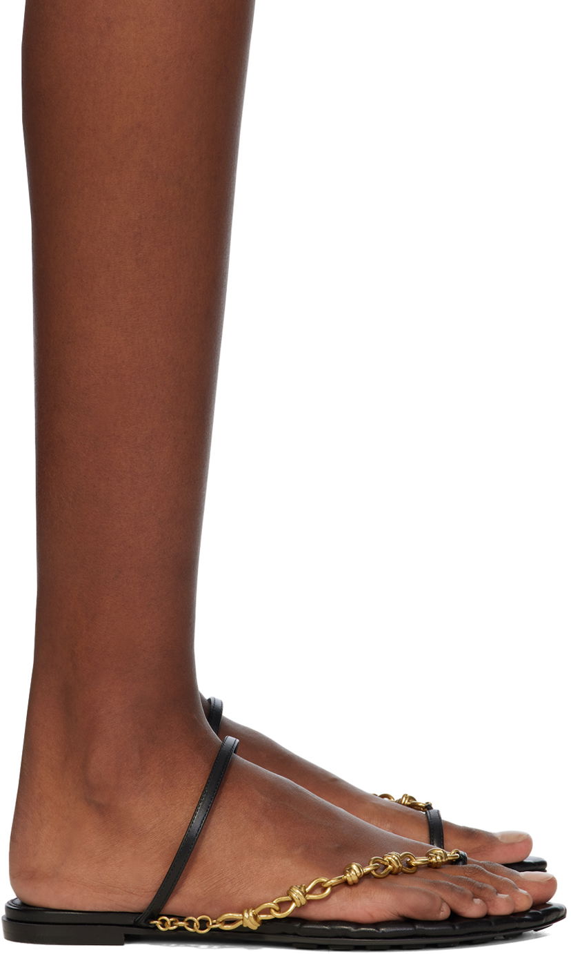 Tenisice i cipele Bottega Veneta Leaf Flat Sandals Crna | 775510 V3H60
