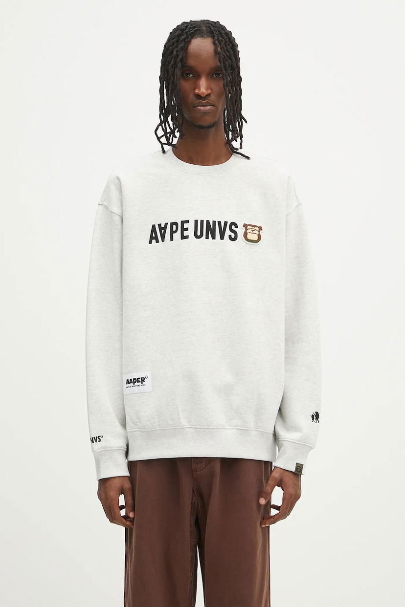 Dukserice AAPE by A Bathing Ape AAPE By A Bathing Ape UNVS Aaper Crew Neck Sweatshirt Siva | AAPSWMB379XAN