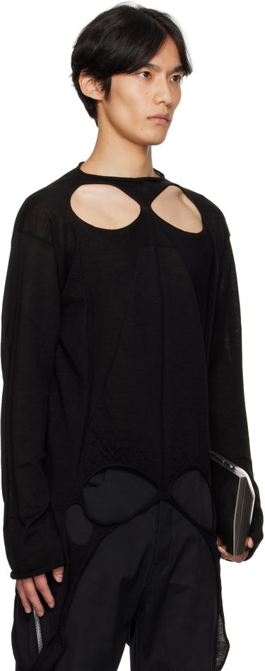 Džemper Rick Owens Rick Owens Concordians Slashed Pull Sweater Crna | RU02E1671 ML, 1