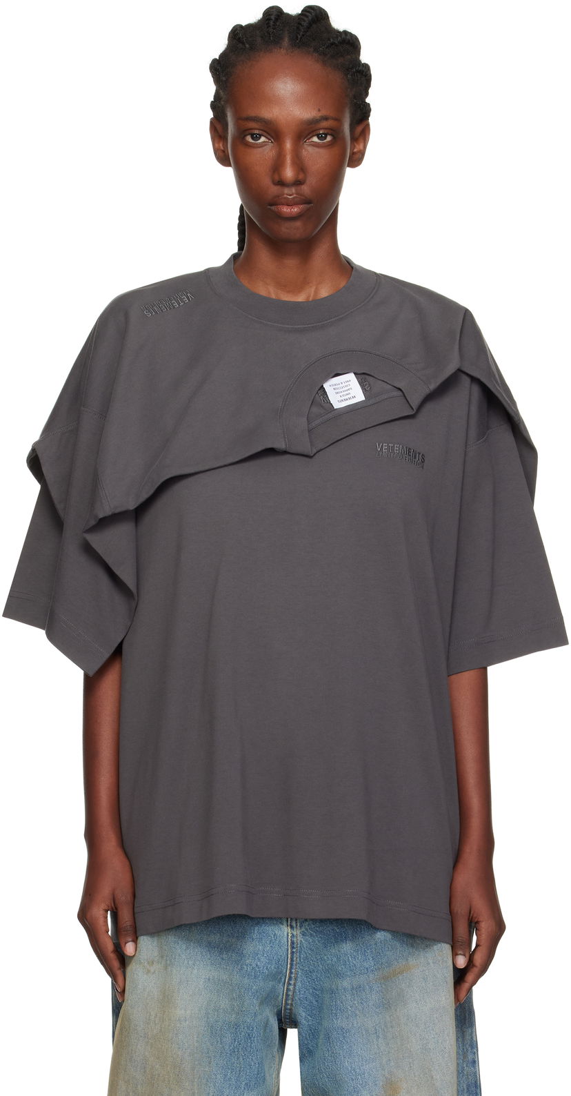 Majica kratkih rukava VETEMENTS VETEMENTS Double Layered T-Shirt Siva | UH76TR400M