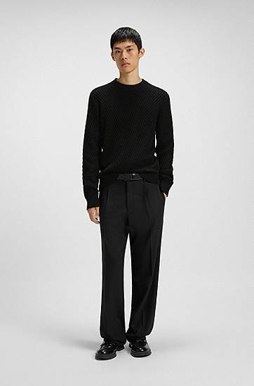 Džemper BOSS Cotton sweater with 3D knit structure Crna | 50546995, 1