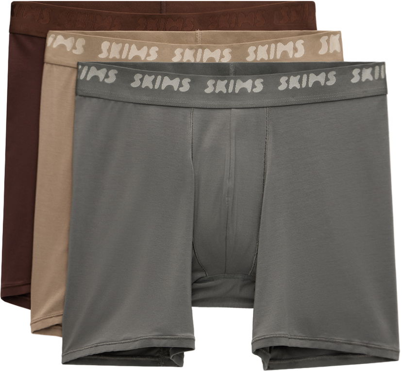 Bokserice SKIMS Stretch Boxer Briefs, Three-Pack Siva | BO-BBR-5630M