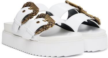 Tenisice i cipele Versace Versace Jeans Couture Baroque Buckle Arizona Flat Sandals Bijela | E78VA3SM1_EZS539, 3