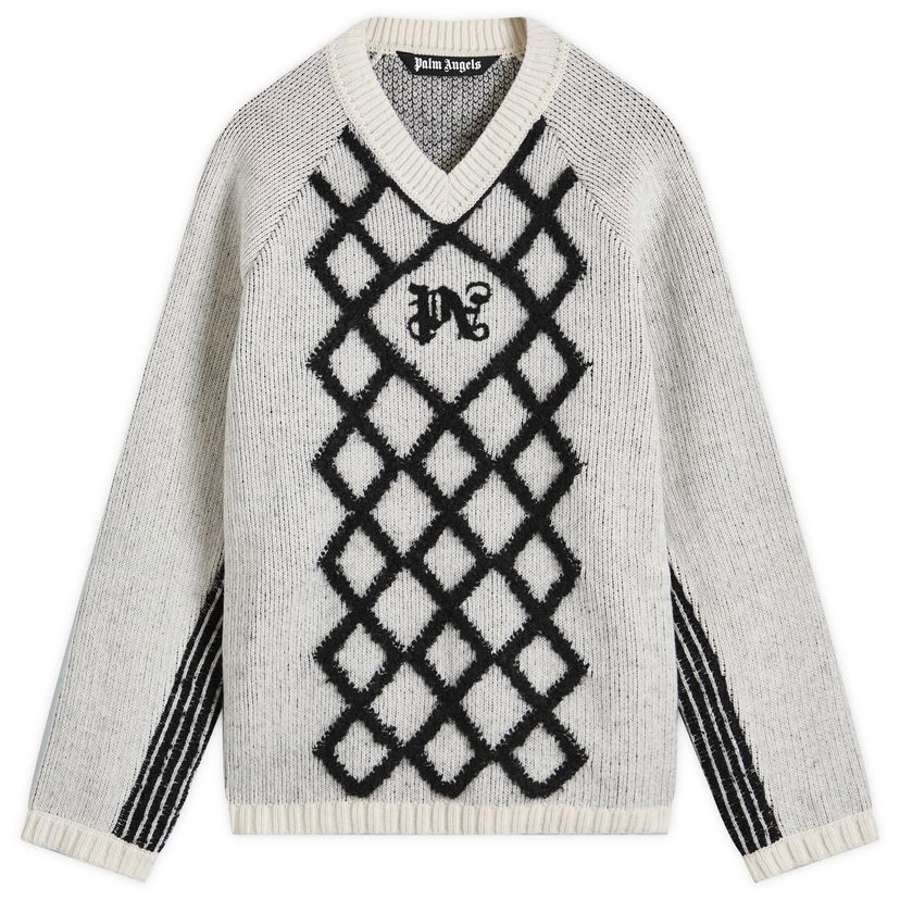 Džemper Palm Angels V-Neck Knit Large Bijela | PMHD015F24KNI0020310
