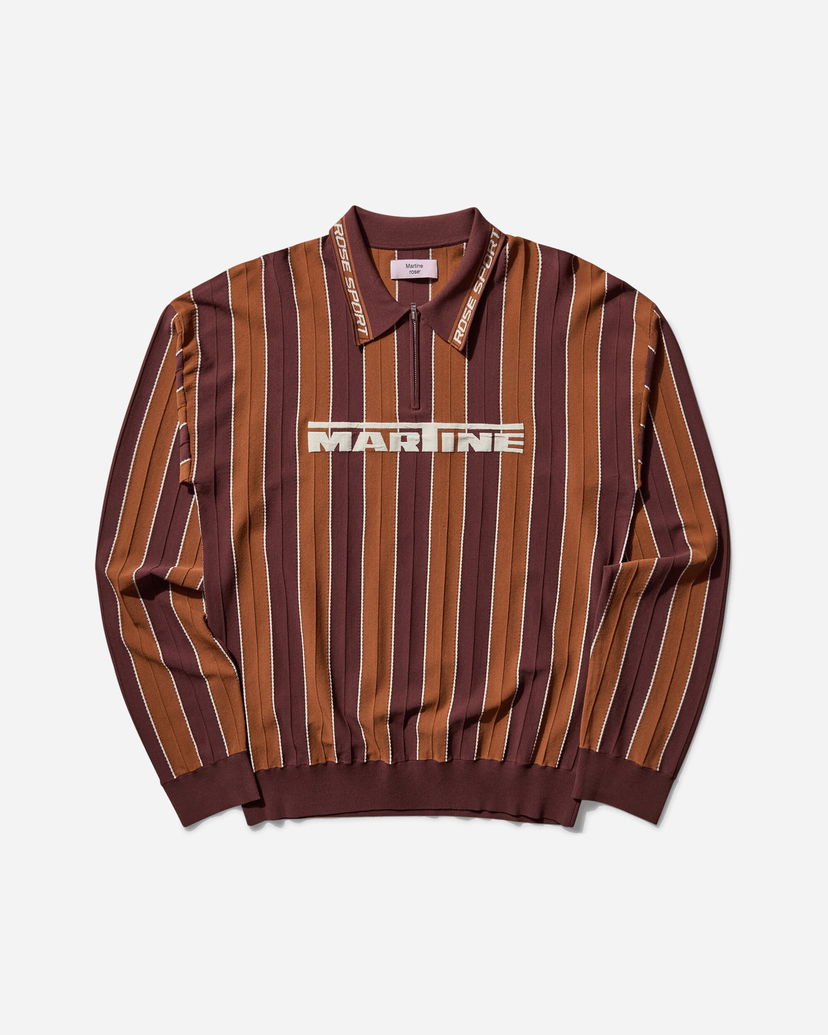Džemper Martine Rose Striped Logo Polo Shirt Smeđa | 958YA12700