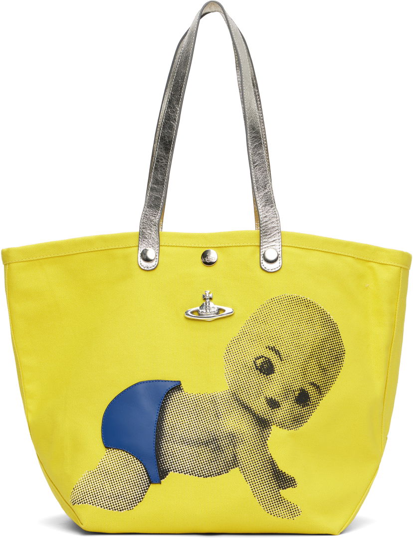 Tote bag Vivienne Westwood Vivienne Westwood Baby Printed Canvas Small Shopper Tote Žuta | 4205007NU-W015D-