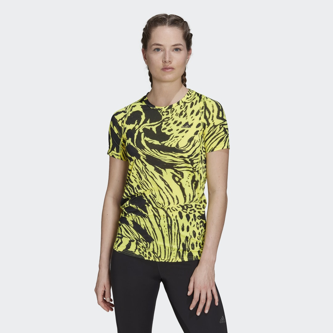 Majica kratkih rukava adidas Performance Fast Allover Print Running Žuta | HC6346, 1