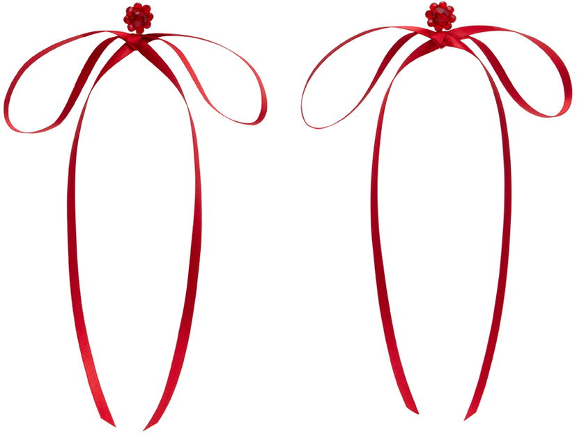 Pin Simone Rocha Simone Rocha Bow Ribbon Stud Earrings Crvena | ERG389 0903
