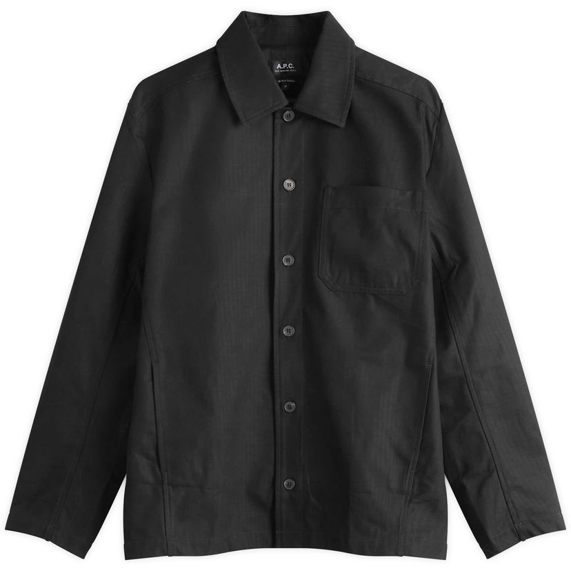 Jakna A.P.C. Men's Jeffray Herringbone Cotton Shirt Jacket Crna | COHHW-H02991-LZZ