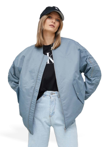 Bomber jakna CALVIN KLEIN Oversized Nylon Sateen Bomber Jacket Plava | J20J221082.PPYX