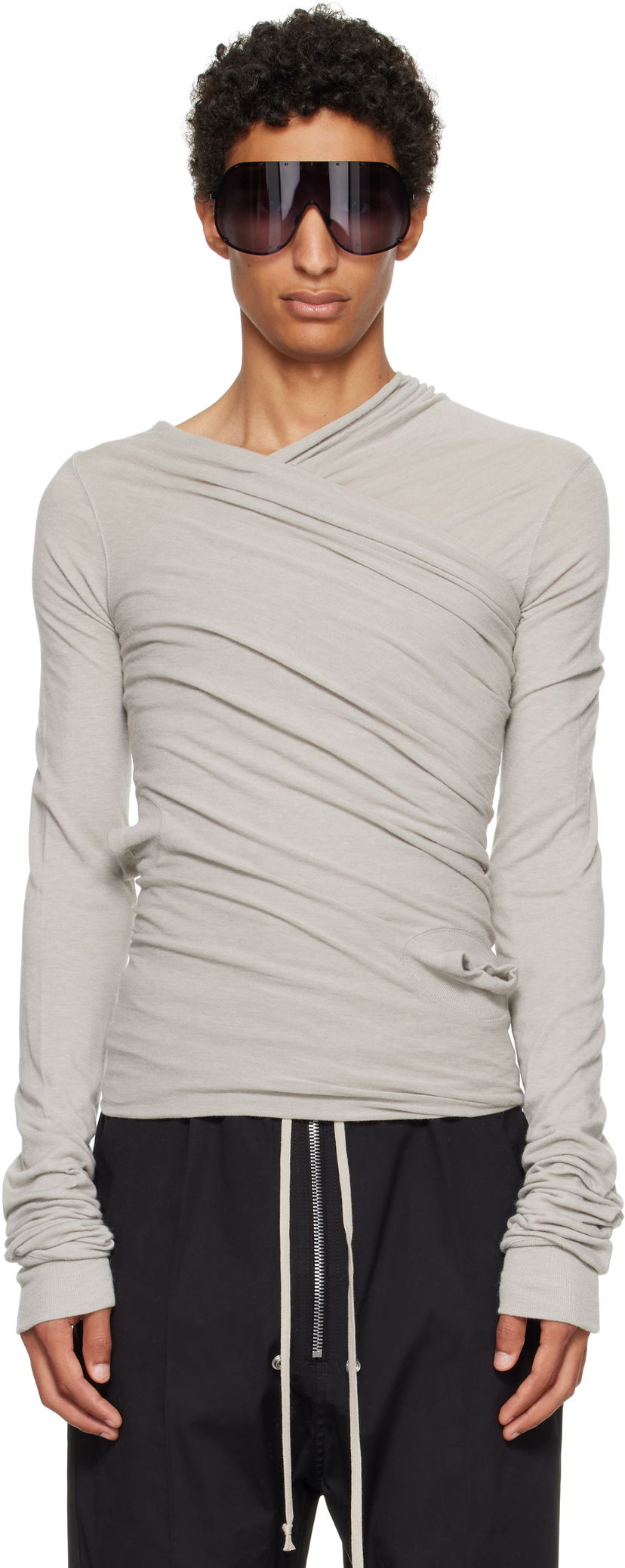 Majica kratkih rukava Rick Owens Rick Owens Concordians Hollywood Banana Long Sleeve T-Shirt Siva | RU02E1262 JR
