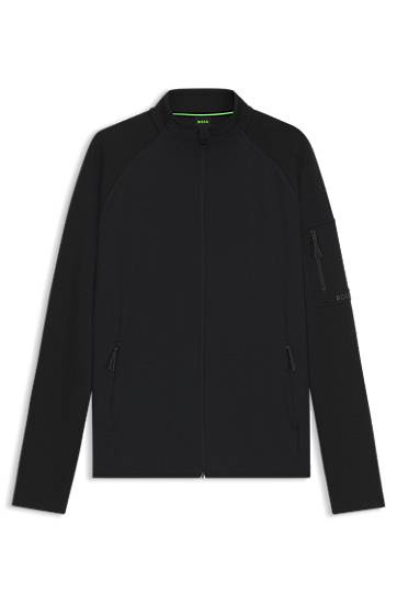 Dukserice BOSS Regular-Fit Zip-Up Sweatshirt with Reflective Details Crna | 50543906