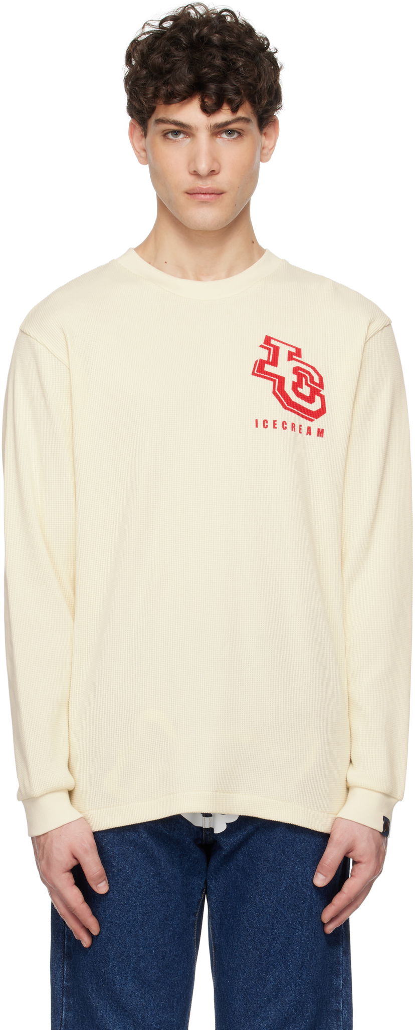 Džemper BBC IceCream ICECREAM Waffle Long Sleeve T-Shirt with Logo Bež | IC24454