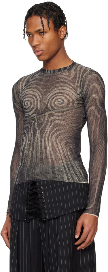 Džemper Jean Paul Gaultier Jean Paul Gaultier 'The Spirale' Sheer Long Sleeve T-Shirt Crna | 25/34-F-TO270-T587-000203, 3