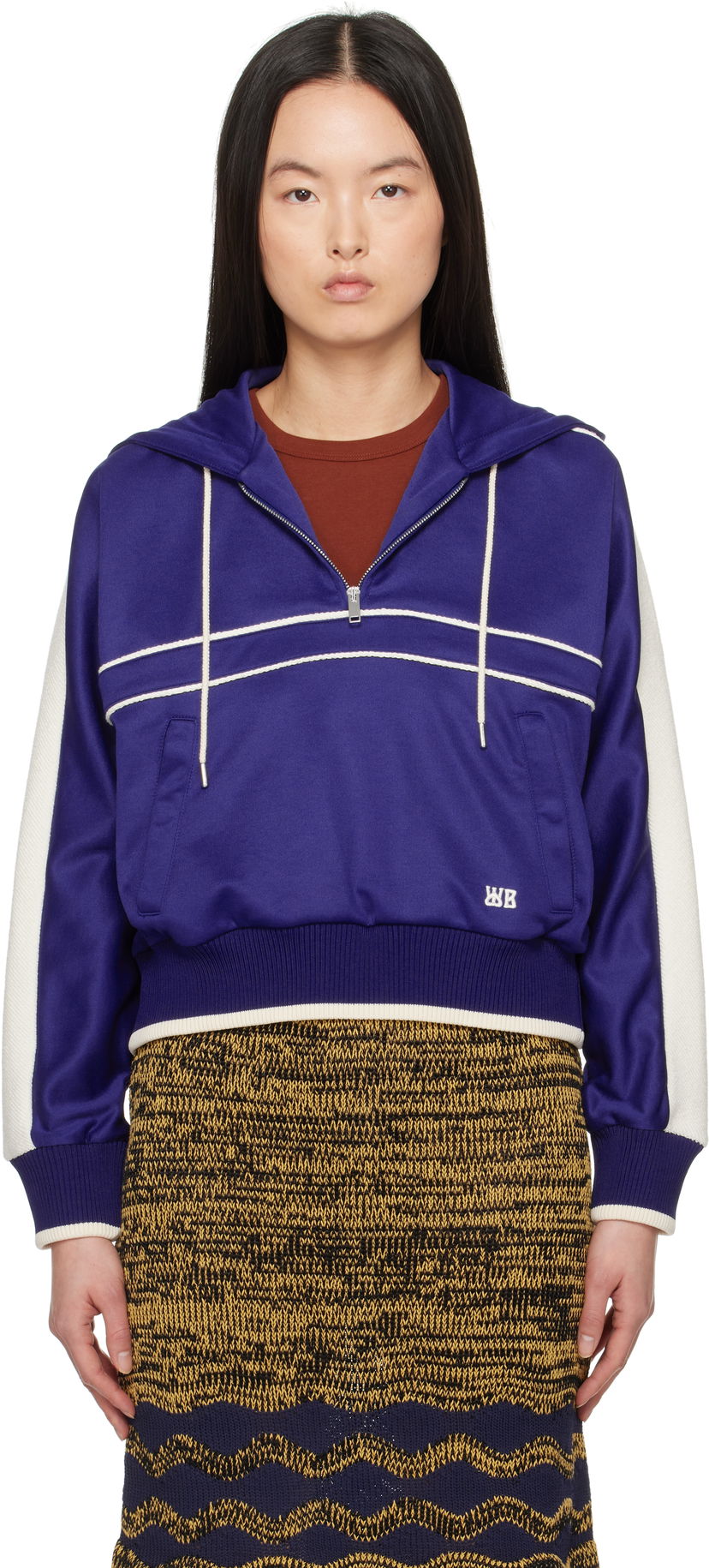 Dukserice Wales Bonner Wales Bonner Mantra Cropped Half-Zip Hoodie Ljubičasta | WS25JE34-JE10-599