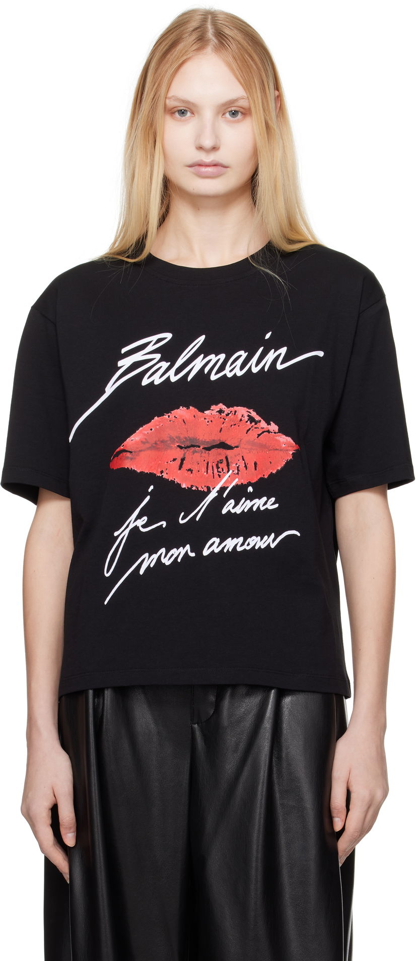 Majica kratkih rukava Balmain Balmain Short-Sleeved Kiss Print T-Shirt Crna | EF1EG110GE45