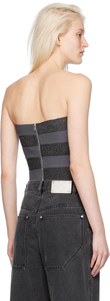 Majica bez rukava Dion Lee Reflective Interlocking Weave Bustier Top Siva | A7798PS24, 2