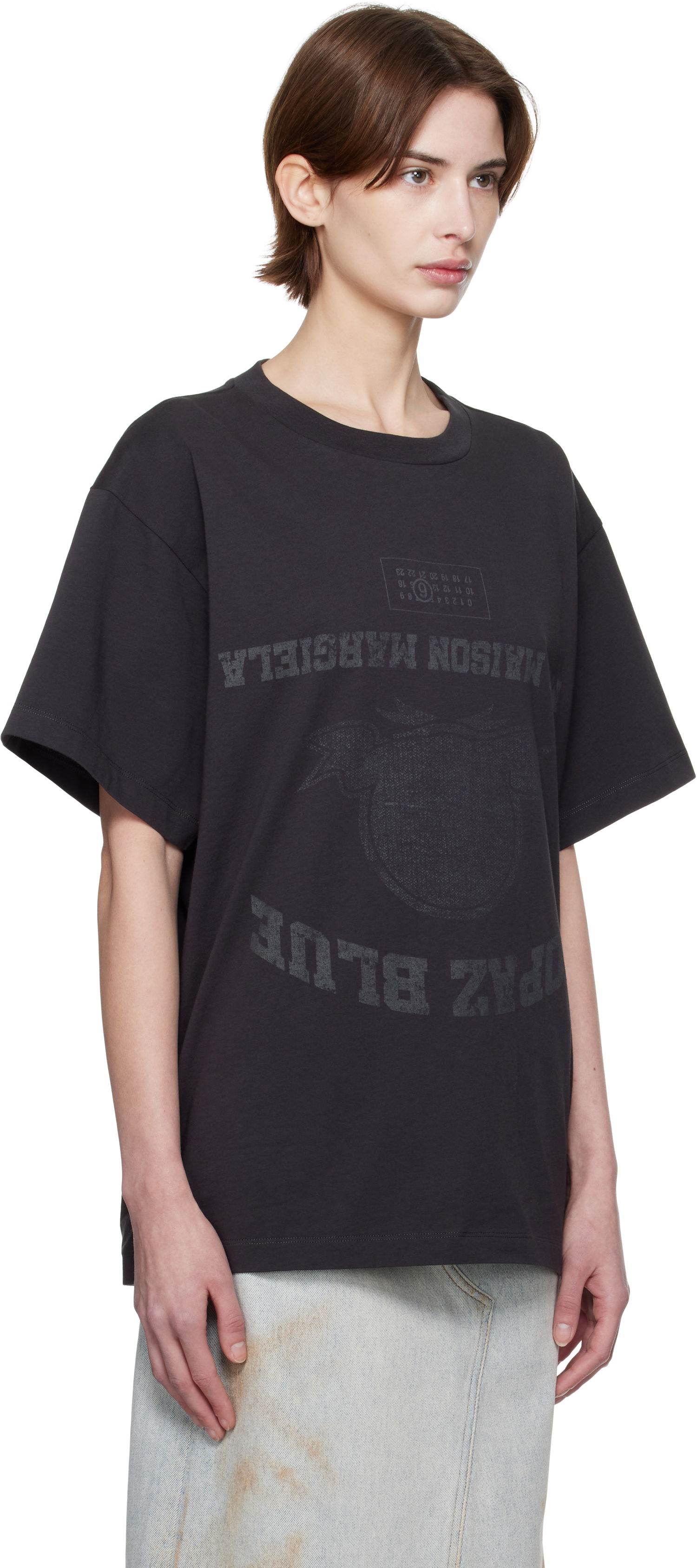 Majica kratkih rukava Maison Margiela MM6 Maison Margiela Topaz Blue Graphic T-Shirt Crna | SH0GC0041 S24311, 1